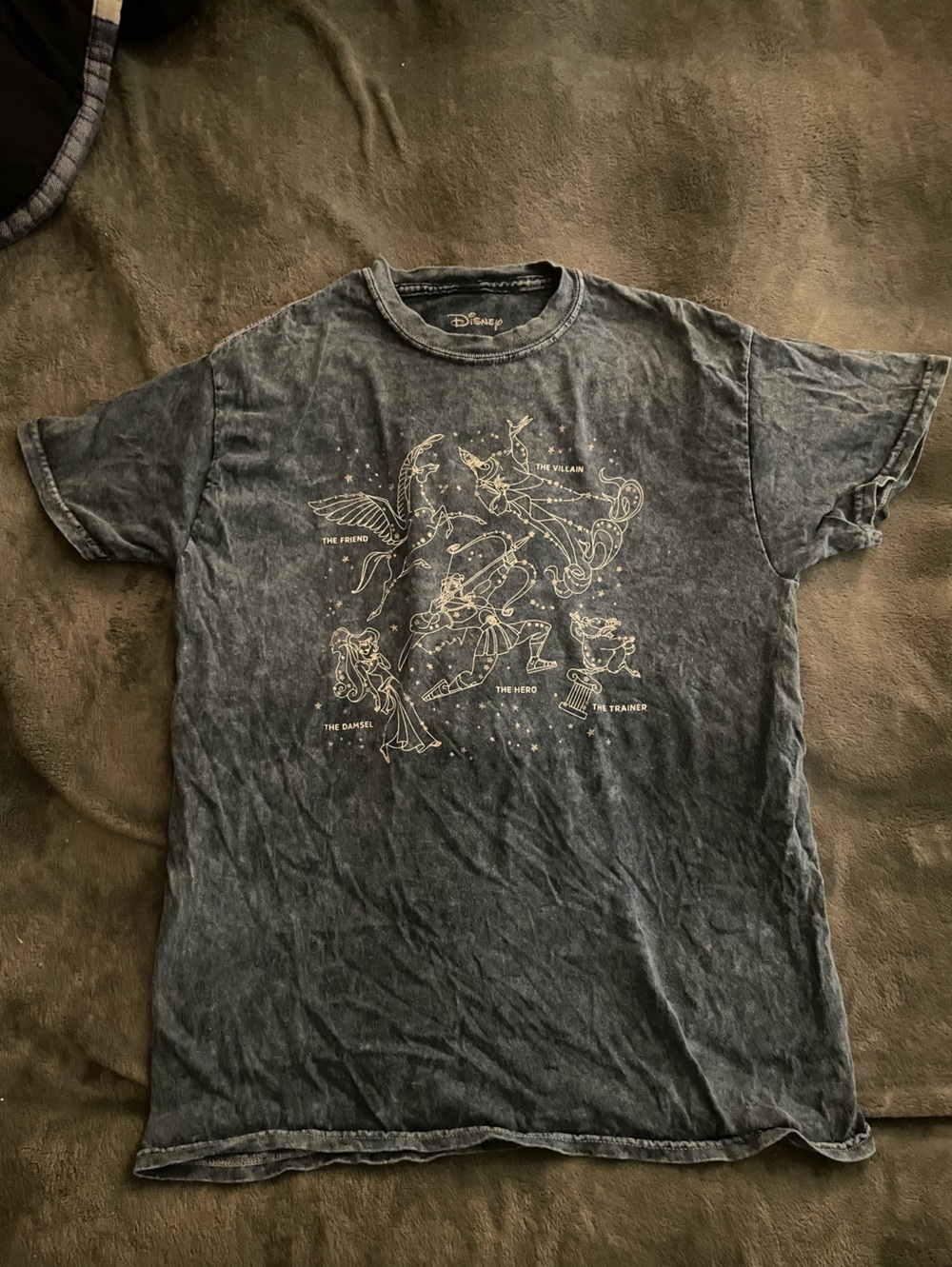 Disney Hercules Constellation Graphic Tee | Acid Wash Gray Size Medium